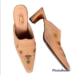 Roper Leather Beaded Embroidered Western Style Mule Clog Size 6 1/2M